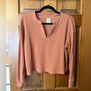 Jockey Women's Terracotta Waffle Knit Long Sleeve Top